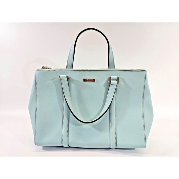 MW Kate Spade Lt Blue Saffiano Leather Large Loden Newbury Lane Handbag Purse - Picture 2 of 15